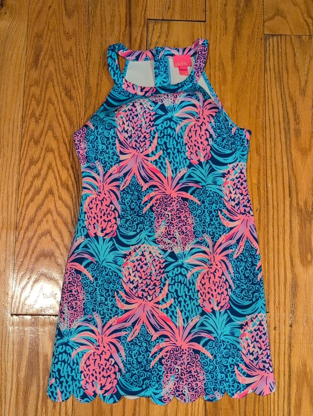 Lilly Pulitzer Pink and Teal Tropical Halter Dress